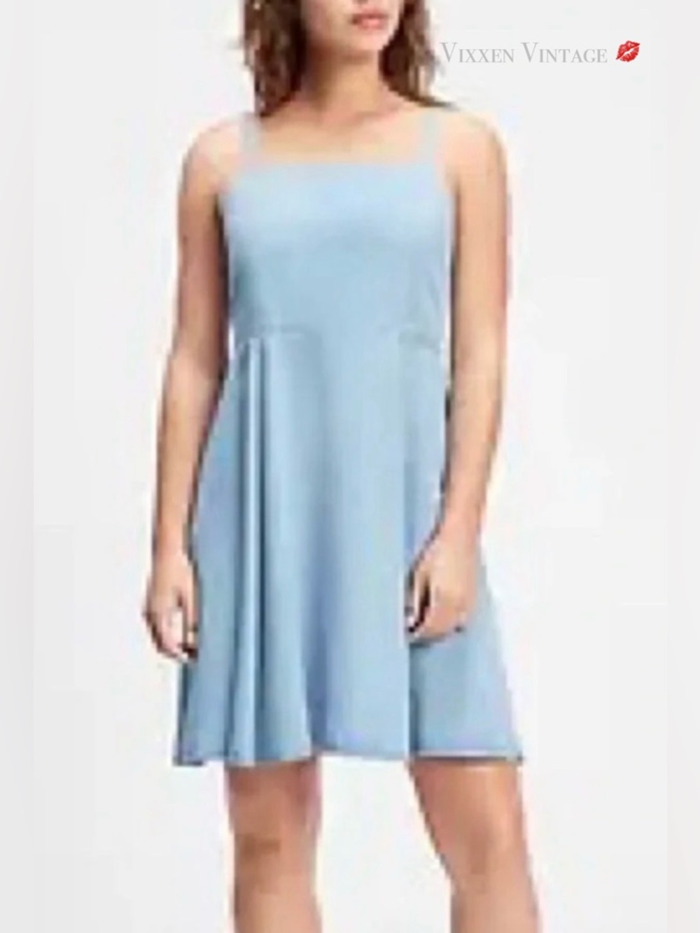 GAP SQUARE NECK CAMI CHAMBRAY FIT & FLARE MINIDRESS IN LIGHT WASH - Picture 2 of 7